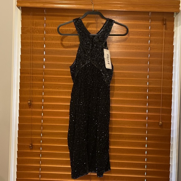 Steamy vintage beaded sexy black dress size 10 - Picture 4 of 8